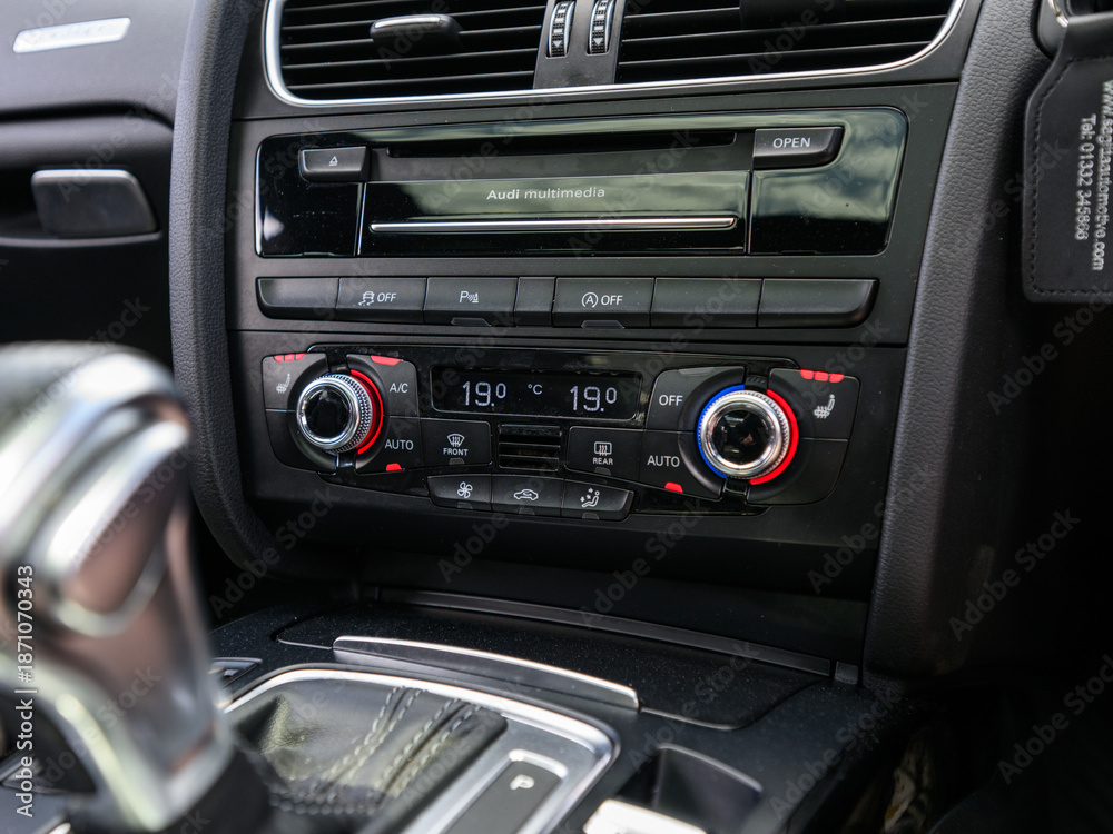 Fototapeta premium Car climate control panel with air conditioning and heated seats