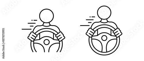 Driving Steering Wheel Outline Vector, Car Driver Icon, Car Vector,  Auto Driving  Vector, Driving School. Vector illustration