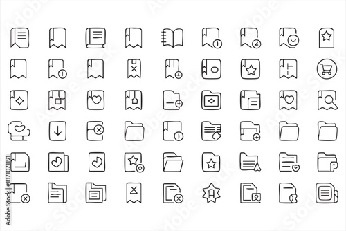 Bookmark and Reading Line Icons for Document Management Dashboards