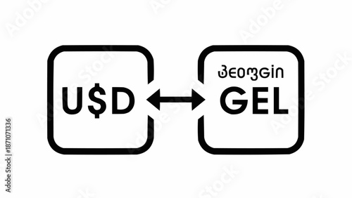 US Dollar to Georgian Lari Currency Exchange Icon.