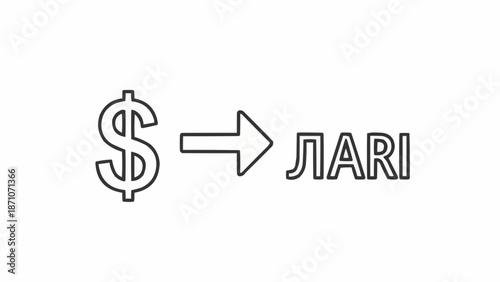 Dollar currency symbol transforming into Georgian Lari symbol.