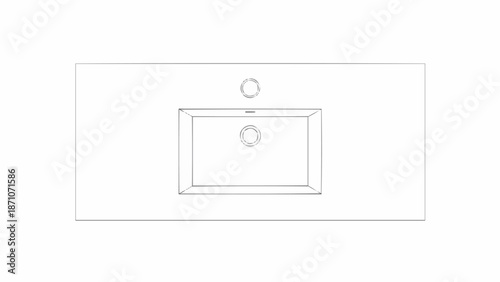 Modern bathroom vanity countertop with integrated sink and faucet hole.