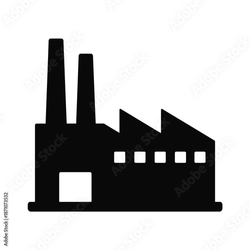 Simple silhouette vector illustration of a factory in bold clean style