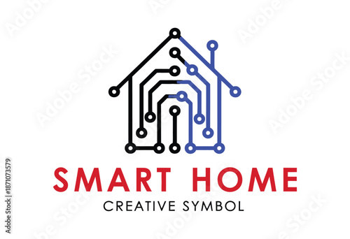 smart home creative symbol technology concept vector illustration representing safety automation building system abstract business construction digital house control and smart home management.