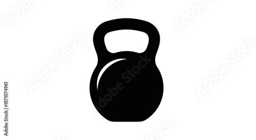 Black Silhouette of a Classic Kettlebell Weight for Fitness.