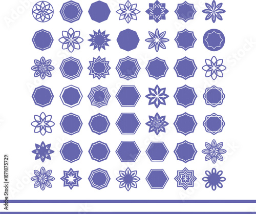 Golden geometric and floral shape collection set, luxury abstract gold symbols isolated on black background, decorative design elements pack