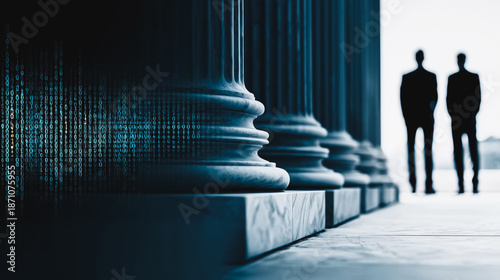 Digital Law and Justice Pillars, Cybersecurity Regulation, Data Governance Concept