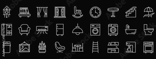 Furniture icon set. Editable line icons. Vector illustration.