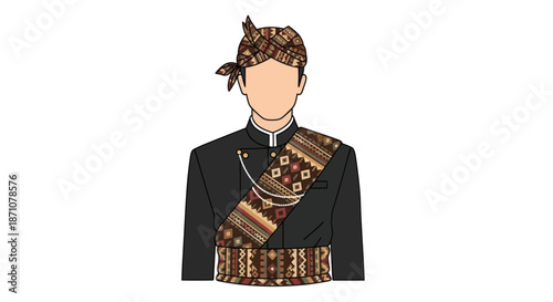 Indonesian Traditional Attire: Javanese Man in Formal Wear.