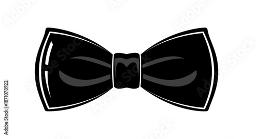 Elegant Black Bow Tie with White Outline Formal Wear.