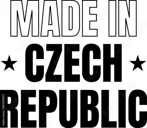 Logo showing made in Czech Republic with clear text design and bold font