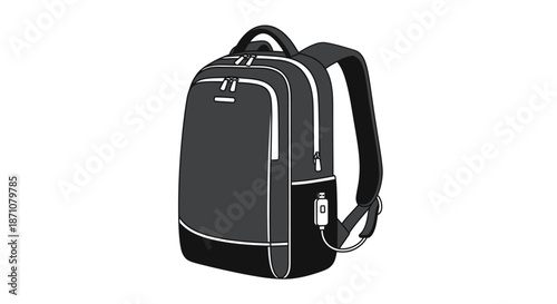 Modern Dark Backpack with External USB Charging Port for Travel and Tech.