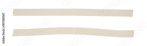Long and torn strips of kraft paper tape