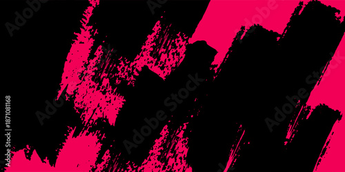 Pink and black abstract grunge background. Splash grunge stroke trendy texture. Vector illustration