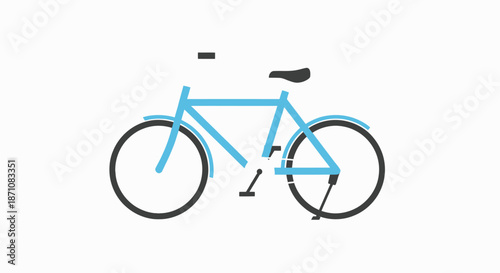 A minimalist illustration of a light blue bicycle with black wheels and seat.