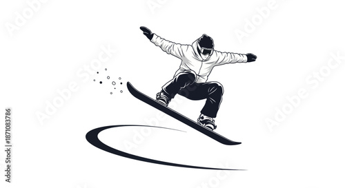 Snowboarder performing a jump with dynamic motion lines.