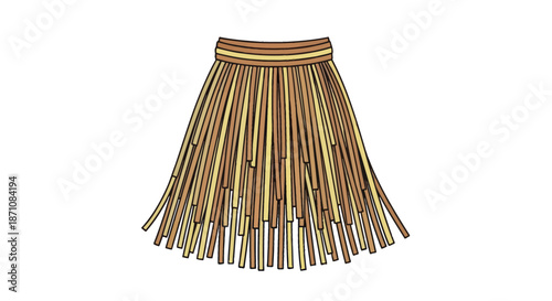 Traditional Hawaiian Hula Grass Skirt Costume Illustration.