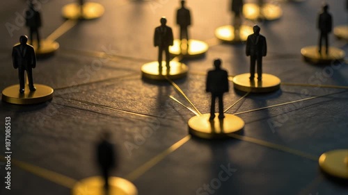 点でつながる人物配置が組織や社会的関係性を示すネットワーク構図