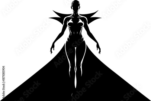 High-Resolution Photorealistic Silhouette of Elegant Figure with Dynamic Shape on Minimal Background