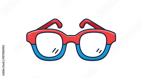Cartoon Illustration of Red and Blue Eyeglasses.