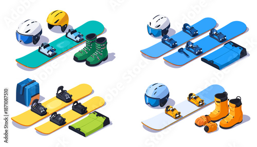 Isometric Illustration of Ski Gear and Equipment