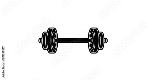 Simple Silhouette of a Barbell with Weight Plates.