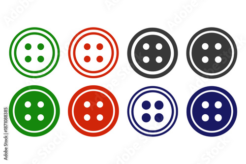 A set of colorful button icons in a flat design style