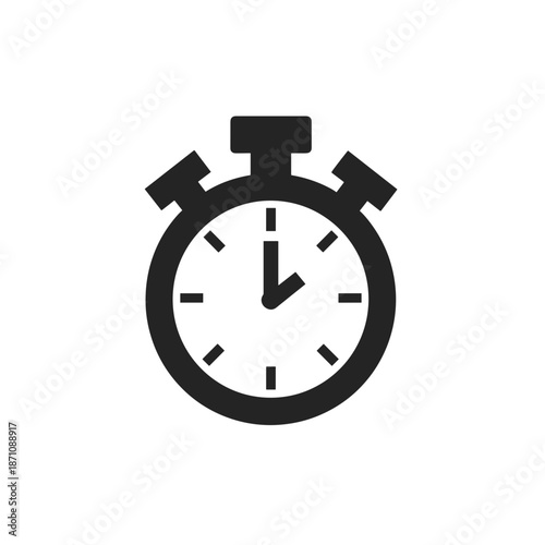Black stopwatch icon with analog clock face and two buttons  