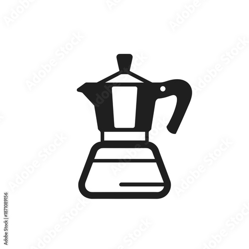 Classic moka pot coffee maker in black silhouette design  