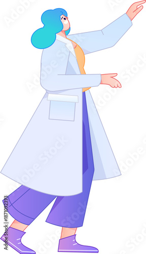 Doctor Character Professional Pose Medical Diagnosis Consultation Gradient Flat Vector Illustration Health Service Pose Asset
