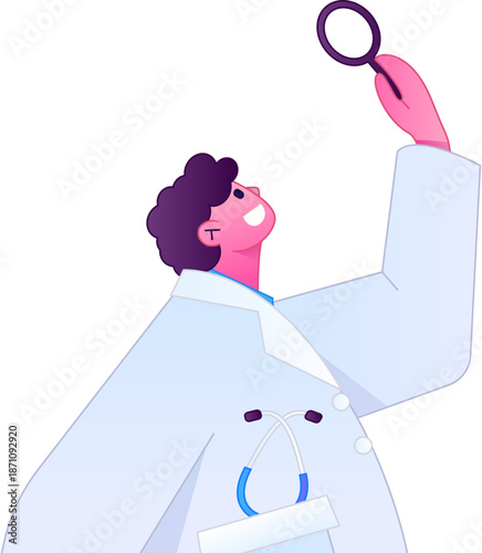 Doctor Character Professional Pose Medical Diagnosis Consultation Gradient Flat Vector Illustration Health Service Pose Asset
