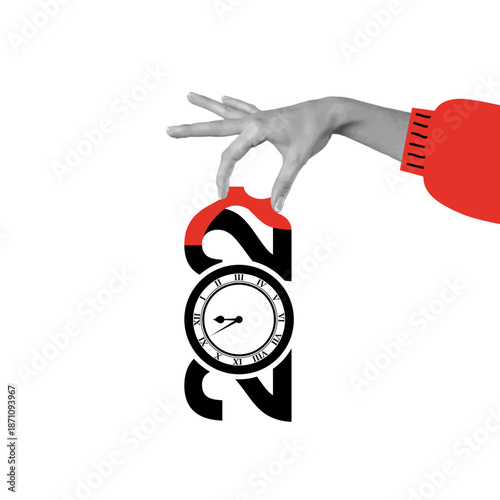 2027 Time Concept with Clock and Hands