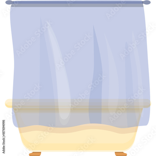 Bathtub with blue shower curtain