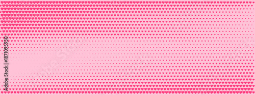 Retro halftone heart background with pink gradient dots. Seamless pop art pattern ideal for romantic cards, gift wrapping, and Valentines Day decorations with comic style effect.