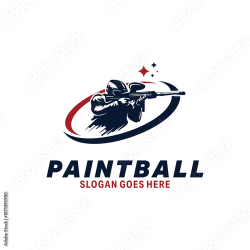 Paintball sport Silhouette Logo Design