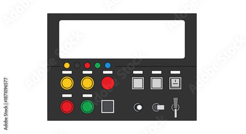 Industrial Control Panel with Display Buttons and Switches.