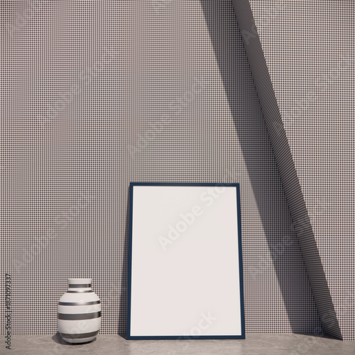 Parete e pavimento colorati con quadro sfondo bianco