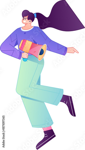 Character receiving notification messages, action poses, vector flat gradient illustration
