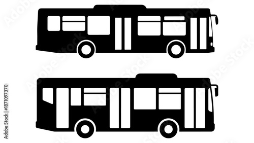 simple two similar bus shapes on white background