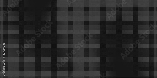 Black halftone pattern with gradient dots creating smooth tonal transitions. Modern dotted background with pixel perfect geometric texture for graphic design projects.
