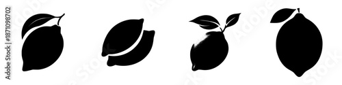 Different shapes of lemons shown in a simple black and white design