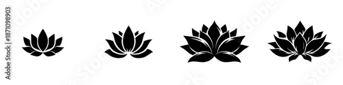Different sizes of lotus flowers in a simple design on a white