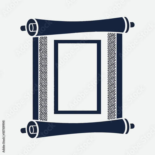 Ancient Scroll with Decorative Borders and Blank Center for Text