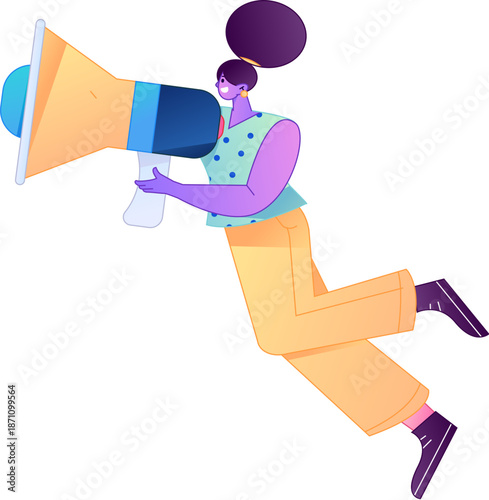 Character receiving notification messages, action poses, vector flat gradient illustration
