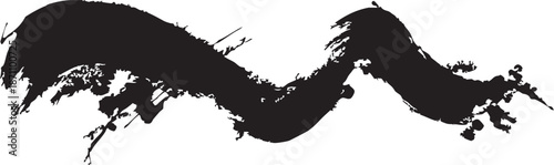 Black abstract brush stroke art design element isolated on white background for creative projects a single expressive mark