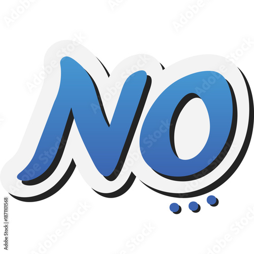 Blue NO text with shadow