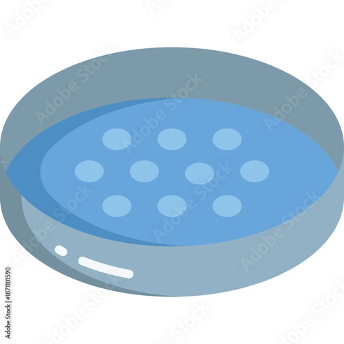 Blue petri dish with bubbles