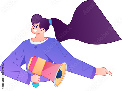 Character receiving notification messages, action poses, vector flat gradient illustration
