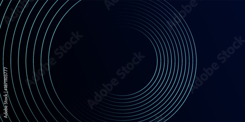 Blue abstract background with glowing circles. Swirl circular lines pattern. Geometric spiral. Twirl element. Modern graphic design. Futuristic technology concept.