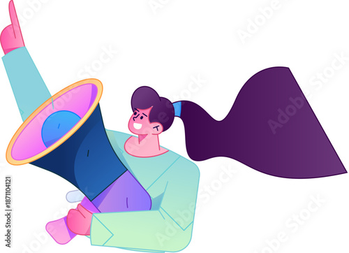 Character receiving notification messages, action poses, vector flat gradient illustration
